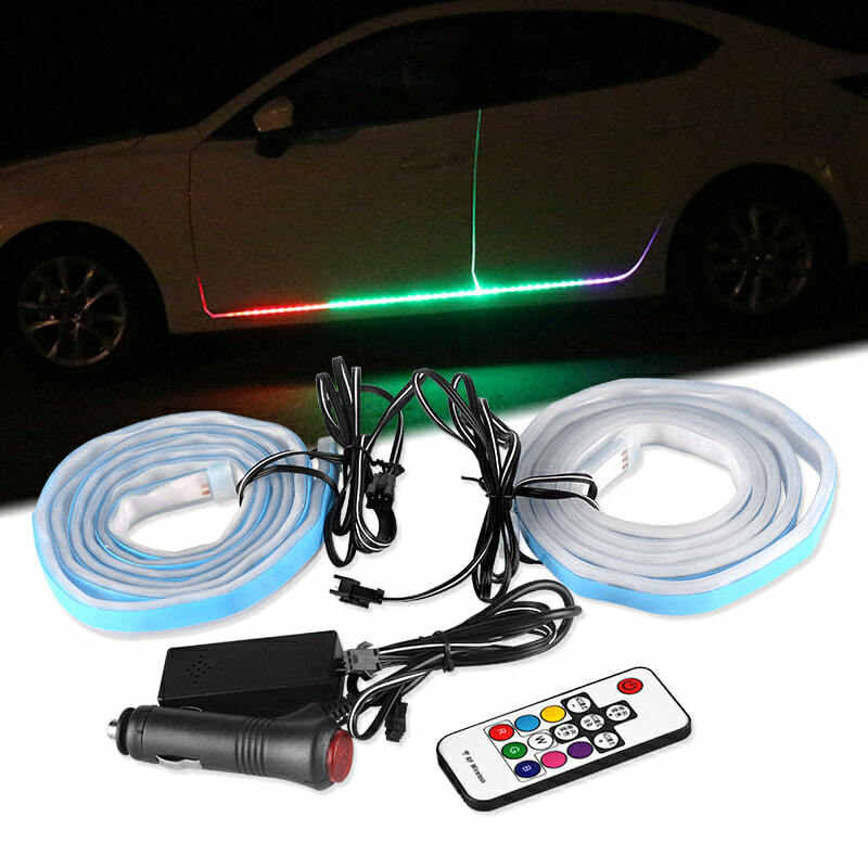 汽车LED车门灯七彩流光跑马灯侧门流水转向灯氛围迎宾改装饰灯带