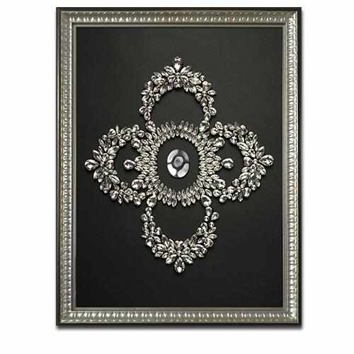 翡冷翠美式轻奢样板房间客厅玄关装饰挂画宝石纯手工镶嵌 雪莲花