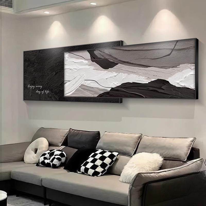 简约黑白客厅装饰画画抽象沙发背景墙肌理挂画画大气卧室床头叠加,家居饰品,现代装饰画,淘宝优惠券,粉丝福利购,淘宝优惠卷