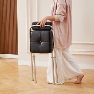 餐椅2025新款不占空间岛台椅舒适靠背式折叠椅子可收纳55cm高凳子