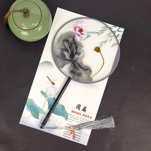 双面刺绣团扇批发中国风扇子学生