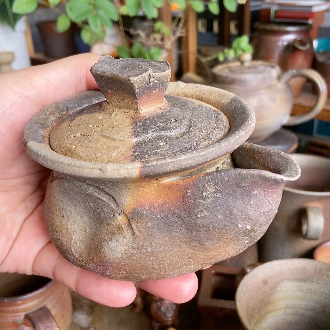 日本备前烧名家 横山伸一 切面宝瓶