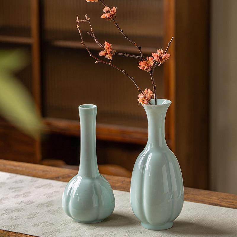 陶瓷影青小花瓶花仿宋青瓷花插摆件桌面装饰品禅意景德镇中式花器,家居饰品,花瓶,淘宝优惠券,粉丝福利购,淘宝优惠卷