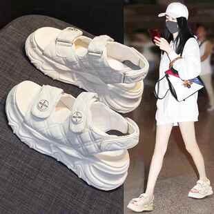 代购网红凉鞋女2025夏季新款搭配裙子超火时尚小个子增高老爹凉鞋