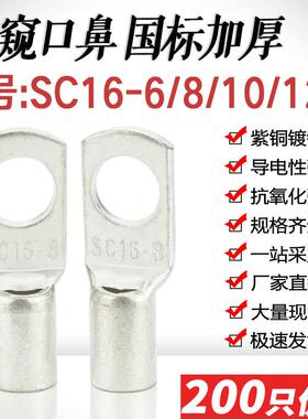 SC16平方紫铜接线端子搭配加厚铜线耳 国标电力金具温州制电工配