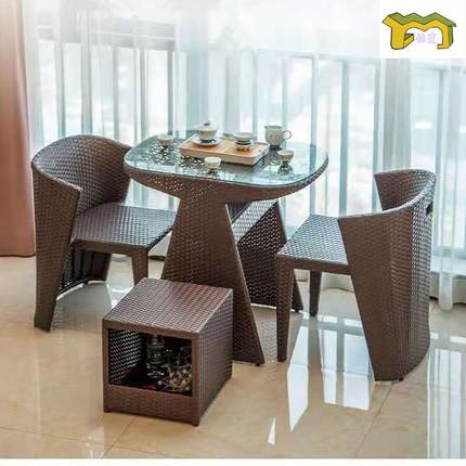 外桌椅组简合约餐桌露天阳台收纳桌子室外户庭院户A-051铁外艺休