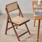 藤编折叠餐椅椅靠背简约民宿实木椅家无品牌 用客厅闲凳子休靠背