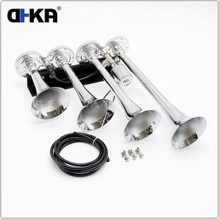 DHKA亚冠 12V单排四管黑色镀铬电控气喇叭货车卡车用 AS097AB现货