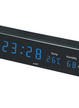 LED CLOCK 插电LED挂钟电子闹钟带温度湿度计显示蓝色光绿色光