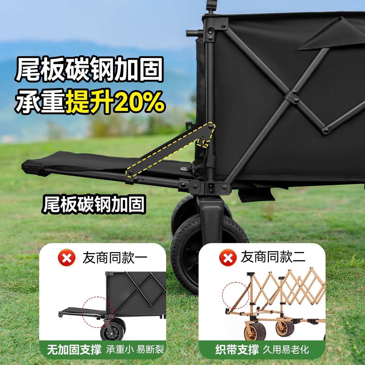 原始人露营推车户外营地拖车旅行可折叠手推野餐野营手拉车小拉车