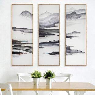 客厅国WBK挂画竖版书房三水联水墨山壁画新中式酒店宾馆画画装饰