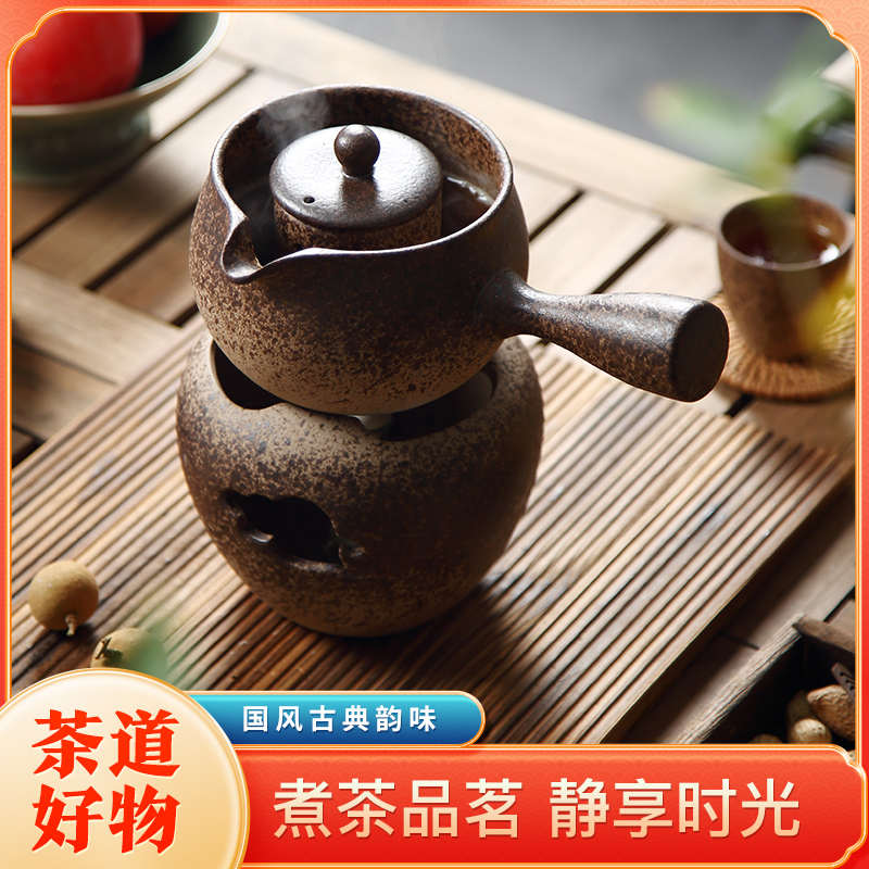 陶壶茶炉纯手工侧把壶中式柴烧陶壶煮茶烧水壶迷你酒精炉小型家用