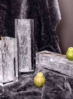 现代简约透明树脂花器摆电视柜客厅餐厅茶几书房样板间轻奢装饰品