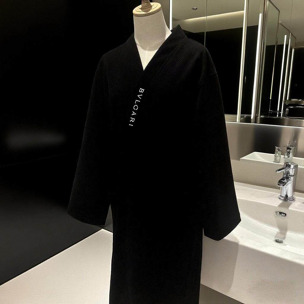 新款黑色Spa浴袍男女款美容院专用高级感裹胸裙浴裙浴衣定制logo