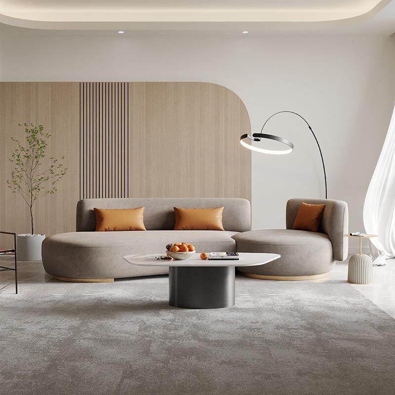北欧布艺沙发小户型客厅现代简约轻奢圆弧形科技布贵妃沙发组合