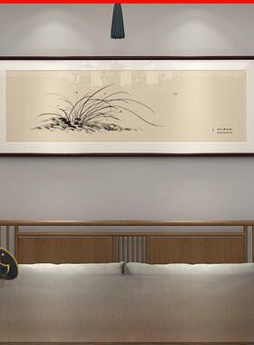 兰花挂画新中式梅花竹子画中国风客厅装饰画餐厅画卧室床头画横版