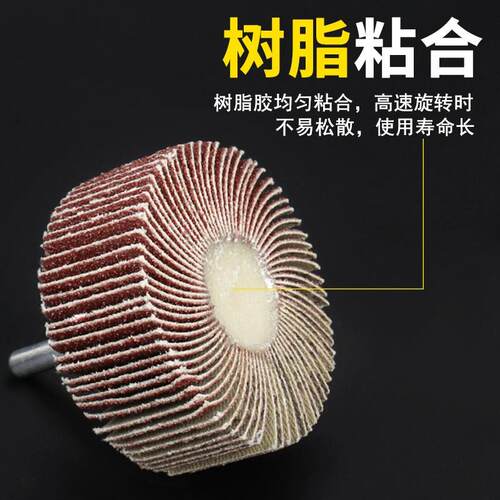 带柄叶轮抛光百叶磨头砂布磨头打磨轮百叶片锥形砂轮木材金属抛光