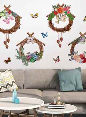旅康CH36031AB花环挂饰新款圣诞布置花环蝴蝶墙贴客厅卧室贴纸画