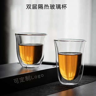 双层隔热耐高温玻璃水杯家用透明杯子喝水泡茶杯绿茶杯咖啡杯茶具