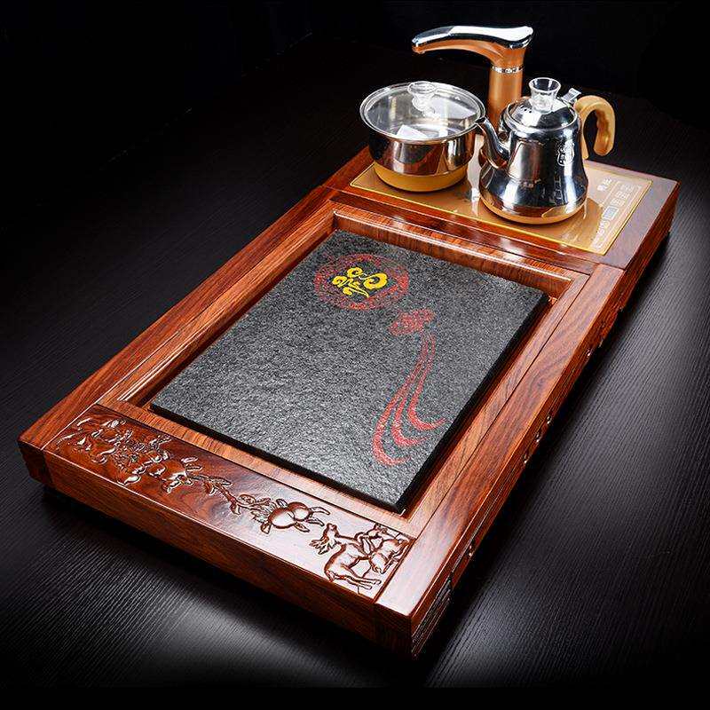 茶茶桌上烧水壶嵌式全自动水鸡翅实木茶具入架60001子茶台几电磁