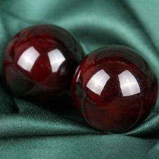 新款天然血红色牦牛角保健球手球红耗牛角补血 补气文玩手球养生