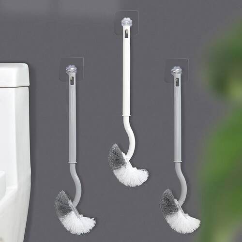 S-shaped toilet brush for home bathroom, soft bristle toilet