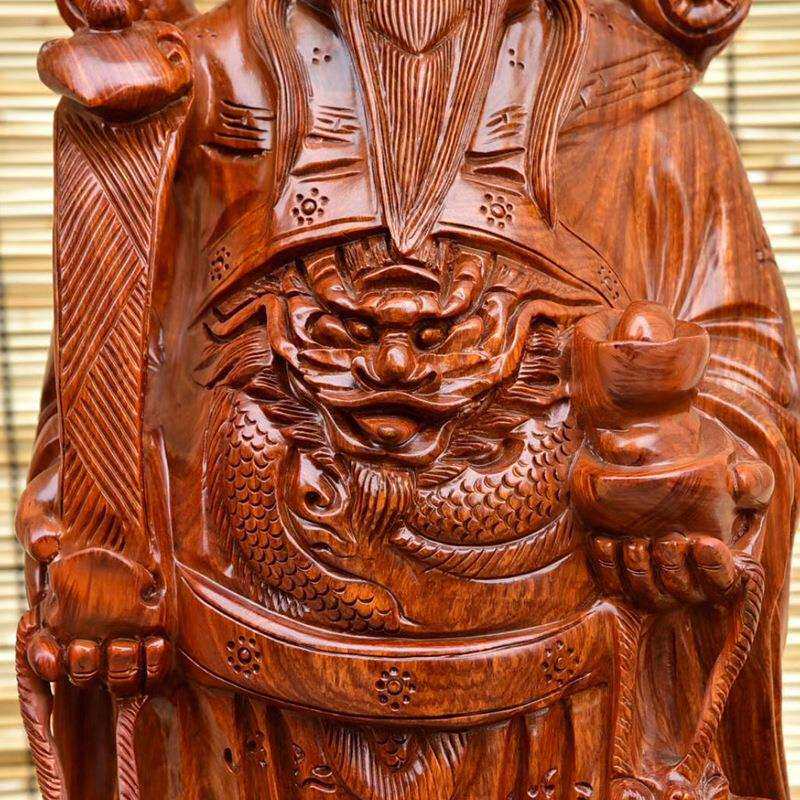 花梨木财神爷 木雕雕刻摆件摆饰 家居客厅玄光装饰工艺品工艺摆件