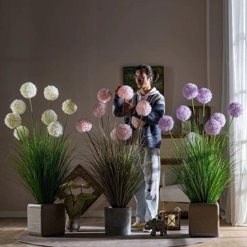 民塑料造景仿宿网红摆绣kzkGPYSe件客厅装饰绿植室内球花草假花芦