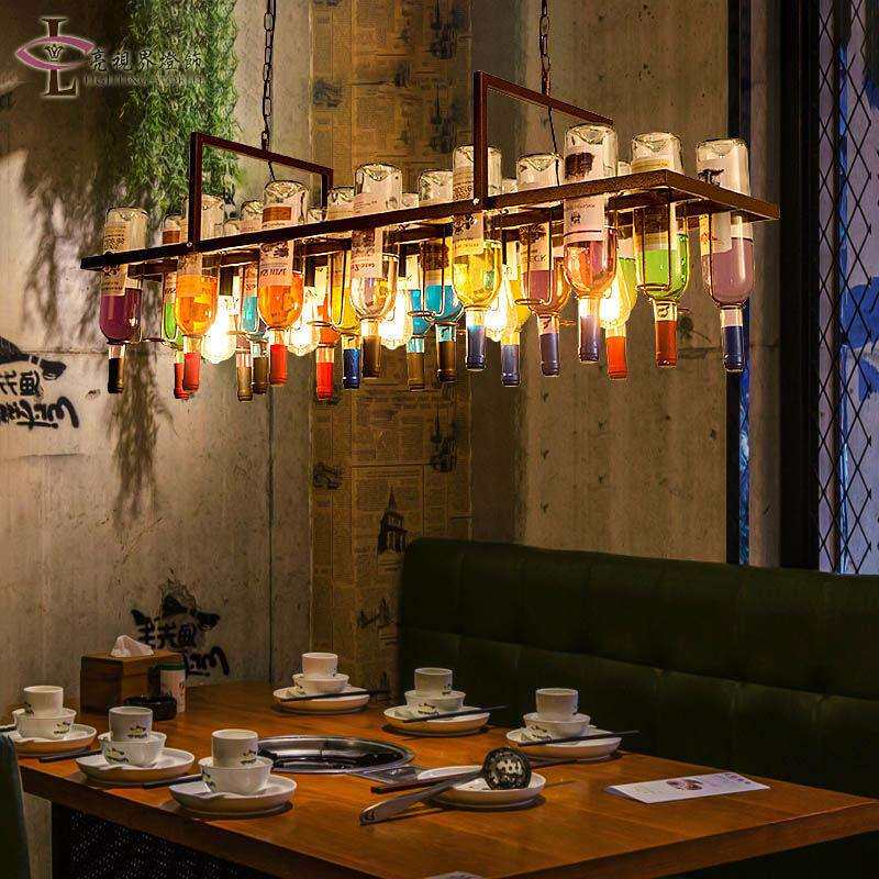 装饰酒吧奶茶店复古玻璃工业风咖啡馆创意酒瓶个性吧台吊灯餐厅