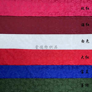 厚款纯色素色提花布料 双面树叶秋冬服装面料 连衣裙唐装旗袍布料