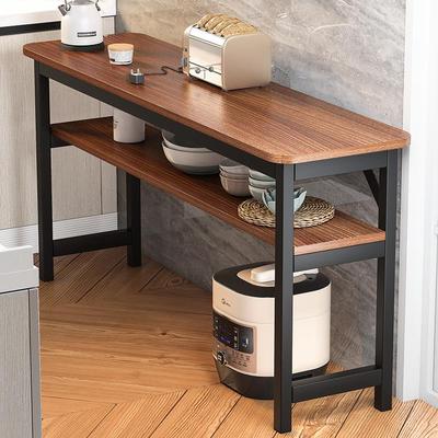 厨房置物桌家用双层储物桌极窄边柜长桌不锈钢工作台家电收纳架子