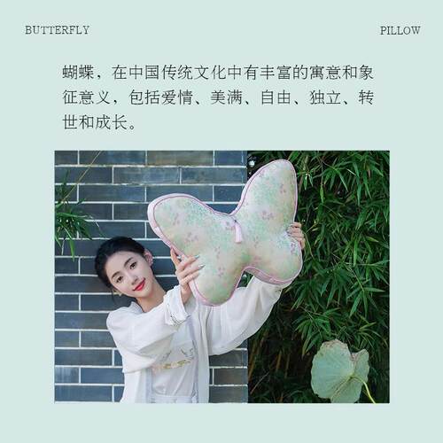 跨境中式腰刺花新蝴蝶抱枕沙发靠垫jx094套绣床头枕靠枕中国风含