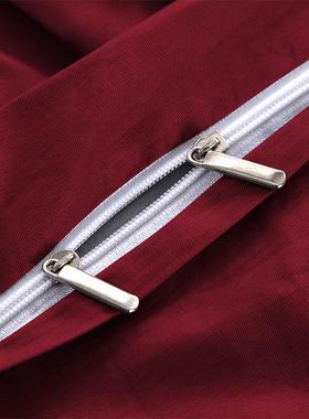 结婚欧式婚庆床上用品床美式酒件套全品红色四简约多六棉贡缎6buj