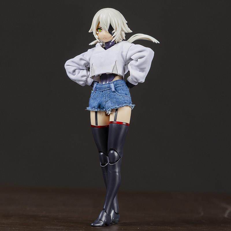 1/12兵人配件机娘衣服6寸figma女素体bjd娃衣超短牛仔短裤T恤热裤