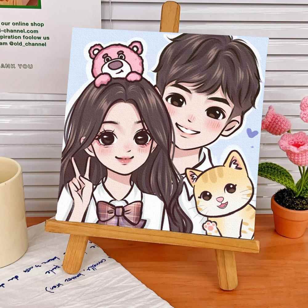 高档公主数字油画情星人像蝶卡通手绘生日定制diy新婚礼物装饰侣