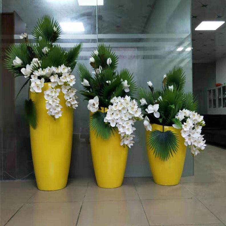 玻璃钢花盆简约斜口花钵商场装饰摆件售楼部花瓶户外组合花器美陈