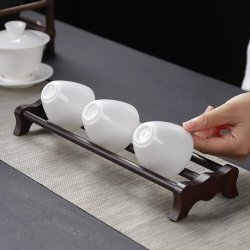 乌木实木办公室家用茶杯架茶杯烘干架排水茶具茶道配件收纳杯托架