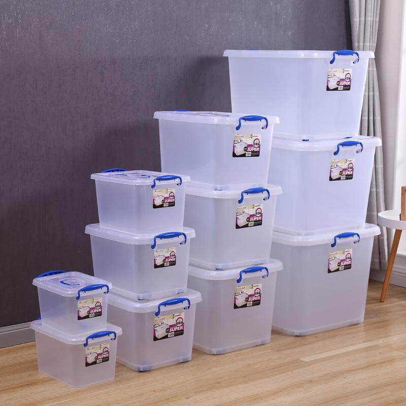 家居透明收纳盒大号加厚储物箱滑轮带盖塑料收纳箱大容量整理箱子