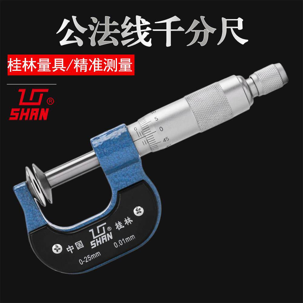 桂量桂林公法线千分尺0-25-50-75-100-200-300mm齿轮纸张测量