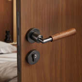 中古卧室家用门锁室内房间整套木门房门锁磁吸静音木质复古门把手