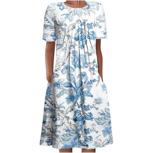 Single shoulder pullover imitation cotton dress, women's