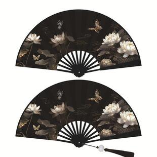 8寸双面花舞蹈扇子风景区热卖古风扇子中国风折扇绢布塑料骨架流