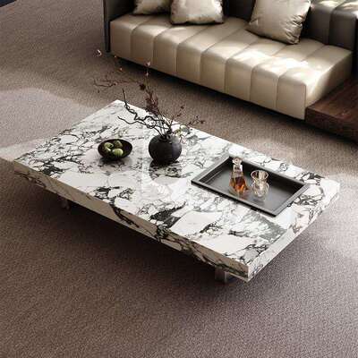 现代简约意SEP极简长方式小形客厅家用室办公岩板茶几户型