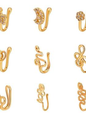 1pcs Copper Wire Spiral Fake Piercing Nose Ring Gold Silver0