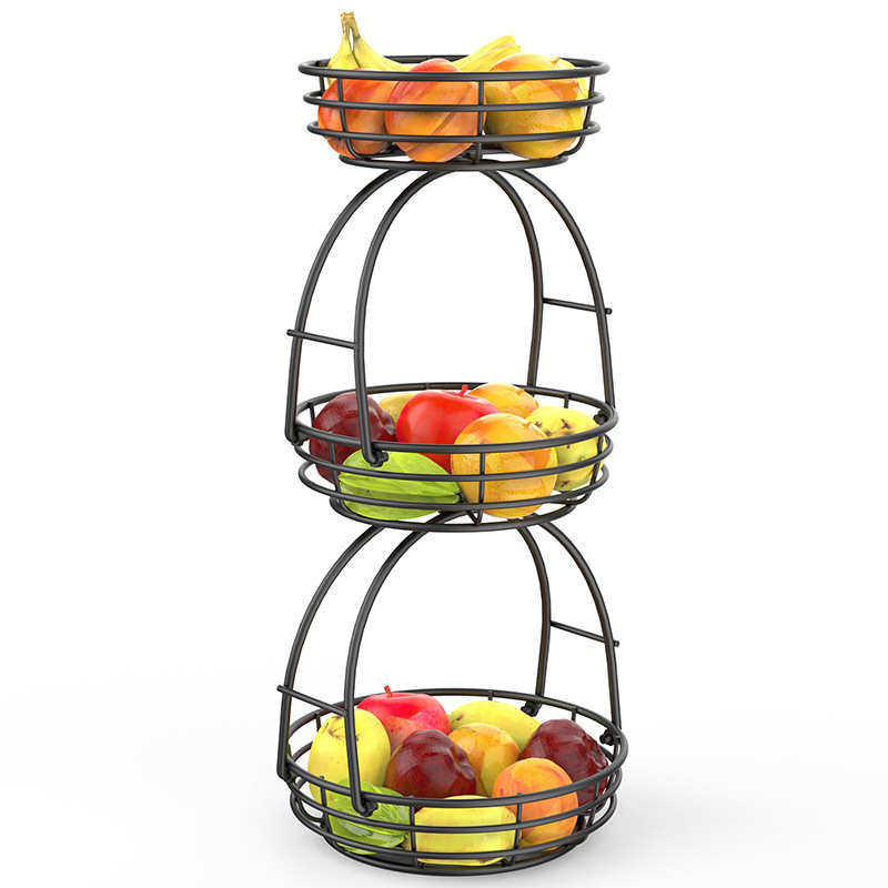 新款厨房水果篮铁艺客厅茶几零食摆放台面圆形三层果蔬收纳篮,收纳整理,其他收纳篮,淘宝优惠券,粉丝福利购,淘宝优惠卷