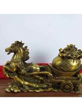 铜马拉元宝钱袋摆件 生肖马车居家开业礼品摆设