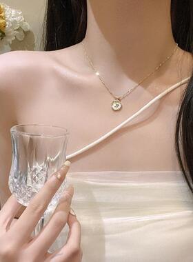 ins珍珠爱心钛钢项链百搭项链