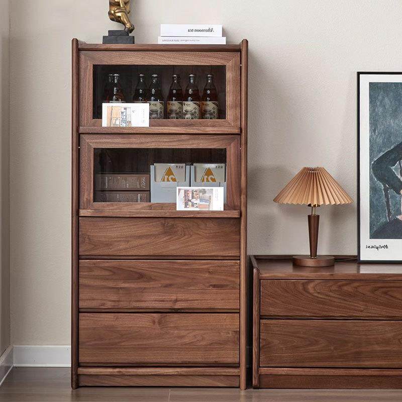 北美黑胡桃木实木斗柜客厅实木电视边柜樱桃木沙发边柜多功能酒柜