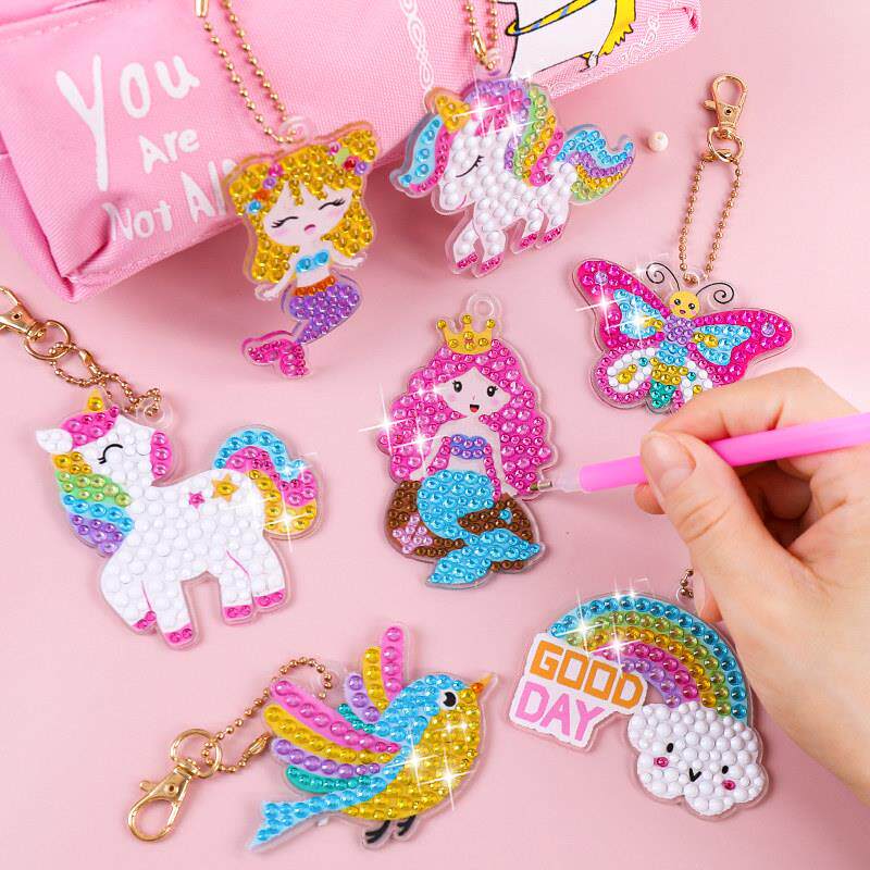 儿童钻石贴画手工diy制作材料包贴钻画玩具女孩贴砖石画2023新款