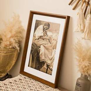 画框装 裱挂墙胡桃色实木大相框油画外框A4a34k8k寸拼图裱框